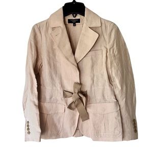 Talbots Petites Light Pink Lightweight All Linen Comfortable Blazer Jacket EUC 0